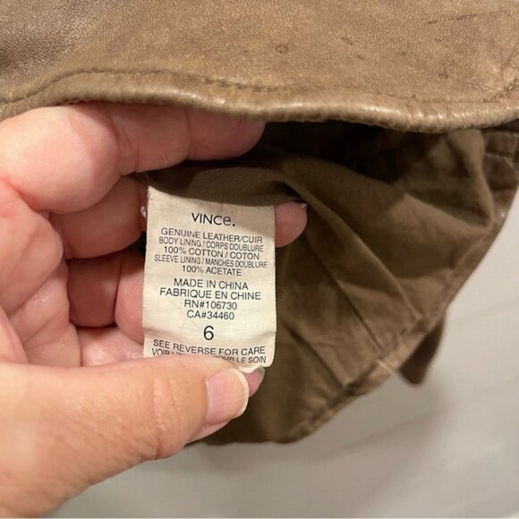 Vince Distressed English Lambskin Leather Jacket Womens Size 6 - Picture 3 of 8